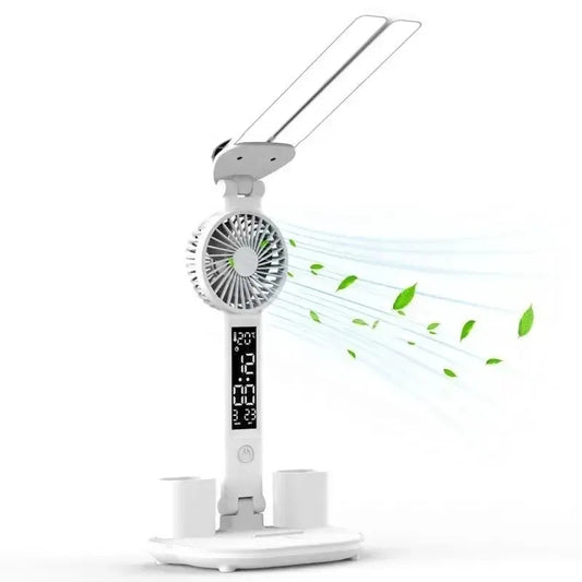 LÁMPARA DE ESCRITORIO CON VENTILADOR Y LUZ LED